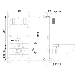 Комплект унитаза с инсталляцией Aquatek Set Aquatek Вега-1905-013 KK-1 с сиденьем Микролифт и Белой клавишей смыва